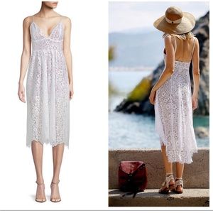 FLL White Lace Botanic Midi Dress S